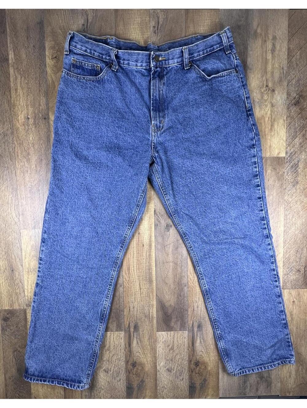 Mens Vintage Full Blue Baggy  Denim Jeans Cotton 40 x 32 High Rise Wide Leg 9' .